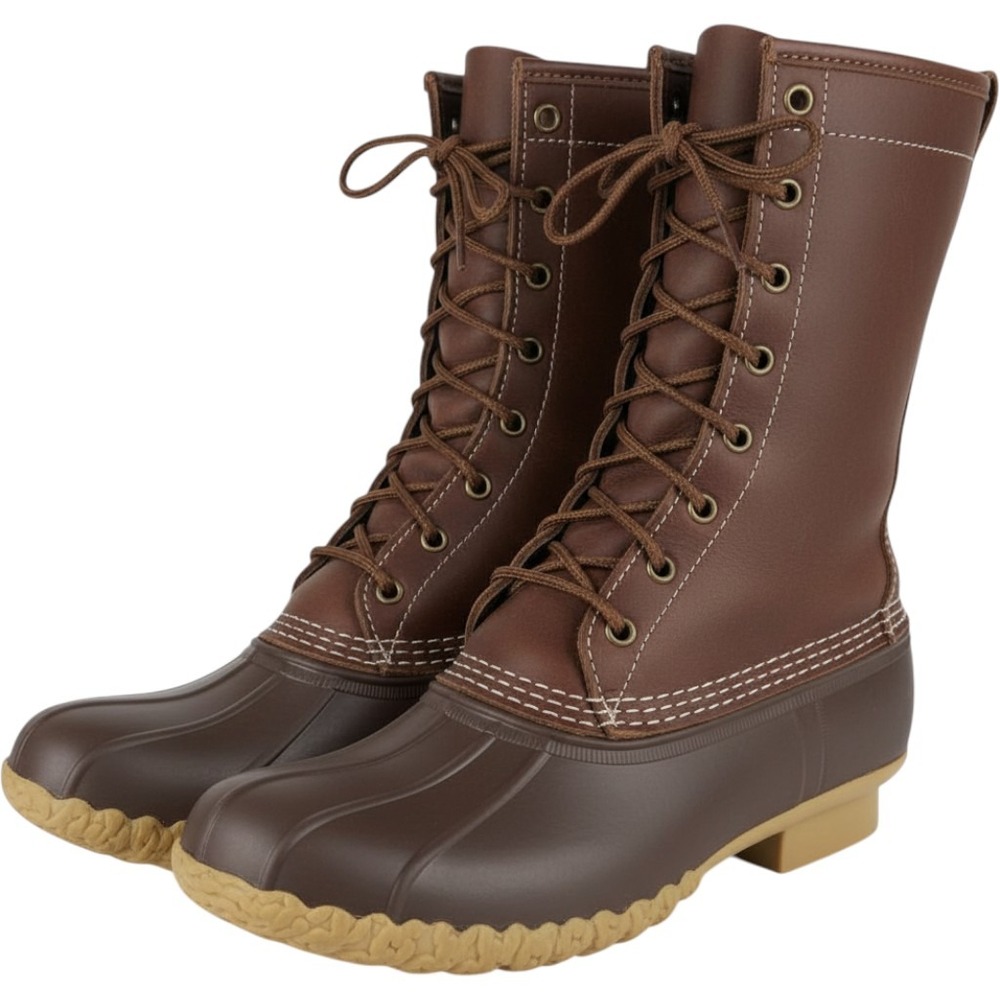 L.L. Bean Duck Boots Womens 9 N Brown Leather Shearling Lined Insulated 10 Inch